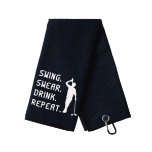 Embroidered funny golf towel with clip