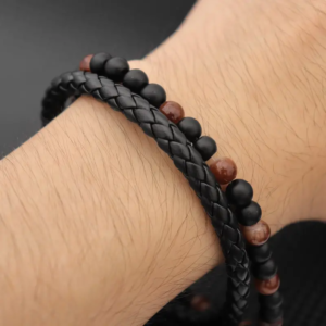 Men's Creative Beaded Braided Leather Bracelet