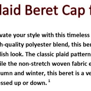 Elegant Plaid Beret Cap for Adults